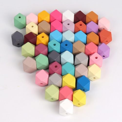 FTXanty Holzperlen Bunt 16mm Holz Perlen 70 Stück Holzkugeln Polyeder Anhaenger Perlen Basteln mit Loch Bastelnperlen zum Auffädeln für DIY Schmuck Halsketten Armbänder FTXanty Holzperlen Bunt 16mm Holz Perlen 70 Stück Holzkugeln Polyeder Anhaenger Perlen Basteln mit Loch Bastelnperlen zum Auffädeln für DIY Schmuck Halsketten Armbänder von FTXanty