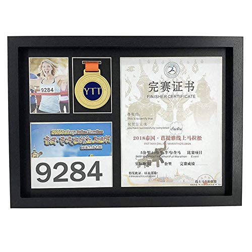 FTYYSWL A3 Größe Marathon Holz Medaille Display Rahmen Kreative Abzeichen Montage Bilderrahmen Medaille Aufbewahrungsbox Aufstellung Wand Foto Rahmen A von FTYYSWL