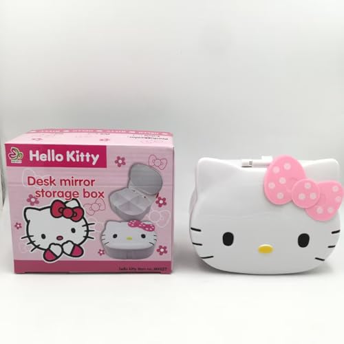 FUAN Kitty-Schmuckschatulle, niedliches Schmuckkästchen, Anime, Kätzchen, tragbar, Reise-Schmuckkästchen, Cartoon, Kawaii, Schmuckschatulle für Damen, Schmuckkästchen für Kinder, Anime, Katze, mit von FUAN