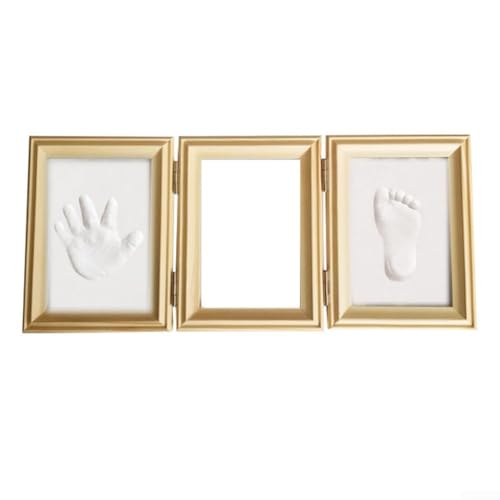 Bilderrahmen aus Holz mit Handabdruck Schlamm für Neugeborene Erinnerungen zum Präsentieren von Liebe (Beige) von FUANA