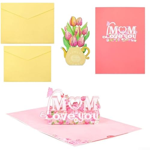 Einzigartige 3D Up Karte Mama Love You Beeindruckender 3D-Effekt mit Tulpenstrauß von FUANA