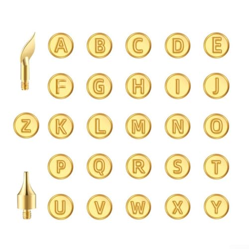 Holzbrennspitzen für Bastelarbeiten, Kupfer-Buchstaben-Vorlagen zur Personalisierung auf Holz, Leder und mehr (28 Stück) von FUANA