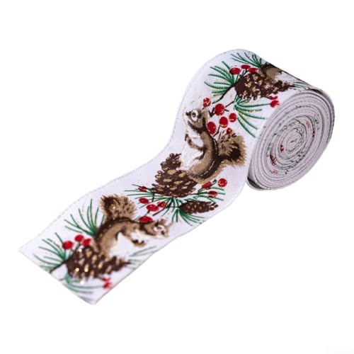Leinenband mit Draht zum Dekorieren und Verpacken von Weihnachtsbaumen, zur Verbesserung der Urlaubsatmosphäre innerhalb und außerhalb des Hauses (Eichhörnchen-Stil) von FUANA