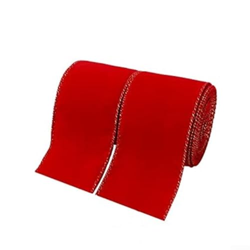 Weihnachtsband, roter Samt, goldene Bordüre, dekorative Bordüre für Urlaub, Basteln, Verpacken, Schleifen, Baumschmuck, 2 Stück, 4,5 m von FUANA