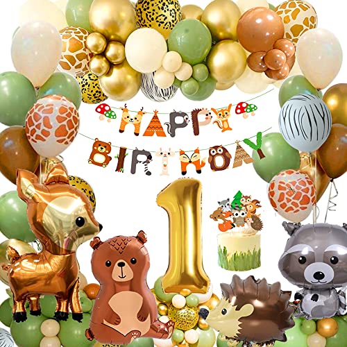 FUBABCO 1 Geburtstag Junge Mädchen, Dschungel Geburtstagsdeko 1 Jahr, Kindergeburtstag Deko 1 Jahr, Grüne Braun Luftballon 1. Geburtstag für Wild One Erster Geburtstag Deko FUBABCO 1 Geburtstag Junge Mädchen, Dschungel Geburtstagsdeko 1 Jahr, Kindergeburtstag Deko 1 Jahr, Grüne Braun Luftballon 1. Geburtstag für Wild One Erster Geburtstag Deko von FUBABCO