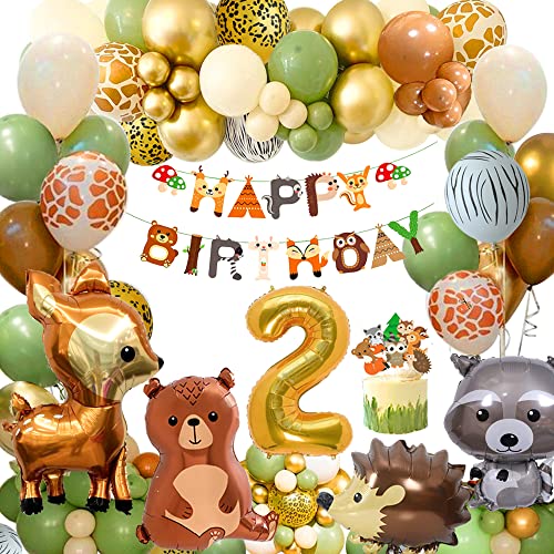 FUBABCO 2 Geburtstag Junge Mädchen, Dschungel Geburtstagsdeko 2 Jahr, Kindergeburtstag Deko 2 Jahr, Grüne Braun Luftballon 2. Geburtstag für Wild One Erster Geburtstag Deko FUBABCO 2 Geburtstag Junge Mädchen, Dschungel Geburtstagsdeko 2 Jahr, Kindergeburtstag Deko 2 Jahr, Grüne Braun Luftballon 2. Geburtstag für Wild One Erster Geburtstag Deko von FUBABCO