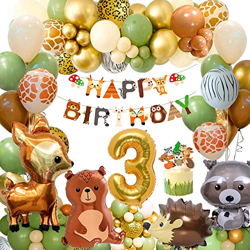 FUBABCO 3 Geburtstag Junge Mädchen, Dschungel Geburtstagsdeko 3 Jahr, Kindergeburtstag Deko 3 Jahr, Grüne Braun Luftballon 3. Geburtstag für Wild One Erster Geburtstag Deko FUBABCO 3 Geburtstag Junge Mädchen, Dschungel Geburtstagsdeko 3 Jahr, Kindergeburtstag Deko 3 Jahr, Grüne Braun Luftballon 3. Geburtstag für Wild One Erster Geburtstag Deko von FUBABCO