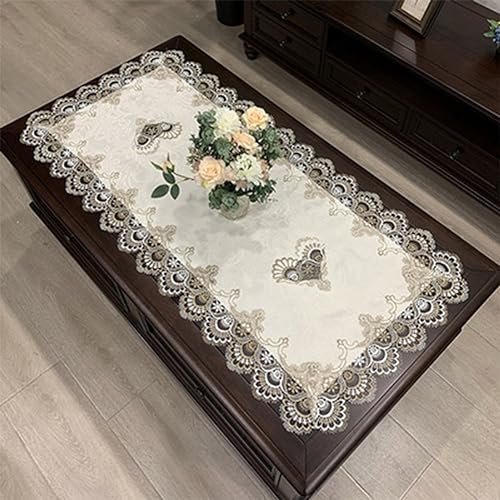 FUBESK Tischdecke mit Blumenmuster, Makramee, bestickt, klein, rechteckig, Tischdecke, Couchtischdecke für Hochzeit, Party, Zuhause und Küche, Esszimmer, 50 x 100 cm, Grau FUBESK Tischdecke mit Blumenmuster, Makramee, bestickt, klein, rechteckig, Tischdecke, Couchtischdecke für Hochzeit, Party, Zuhause und Küche, Esszimmer, 50 x 100 cm, Grau von FUBESK
