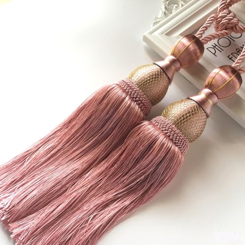 Raffhalter mit Quasten, handgefertigt, geflochtenes Seil, Knoten, drapiert, europäischer Stil, dekorative Vorhanghalter für Zuhause und Büro, Rosa, 2 Stück Raffhalter mit Quasten, handgefertigt, geflochtenes Seil, Knoten, drapiert, europäischer Stil, dekorative Vorhanghalter für Zuhause und Büro, Rosa, 2 Stück von FUBESK