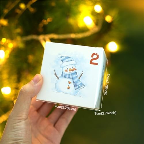 Set mit 24 Adventskalenderboxen für Weihnachten, Papierboxen für Feiertagsparty-Gastgeschenkverpackungen und festliche Countdown-Anzeige (24 Eisblau) von FUBESK