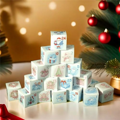 Set mit 24 Adventskalenderboxen für Weihnachten, Papierboxen für Feiertagsparty-Gastgeschenkverpackungen und festliche Countdown-Anzeige (24 rosa) von FUBESK