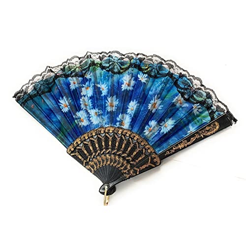 Spanischer Handfächer, Blumendruck, Stoff, faltbar, tragbar, Tanzfächer, Party, Hochzeit, Party, Abschlussball, Dekoration, Blumenfächer, chinesischer Seidenstofffächer für Wanddekoration, Hochzeit, Spanischer Handfächer, Blumendruck, Stoff, faltbar, tragbar, Tanzfächer, Party, Hochzeit, Party, Abschlussball, Dekoration, Blumenfächer, chinesischer Seidenstofffächer für Wanddekoration, Hochzeit, von FUBESK
