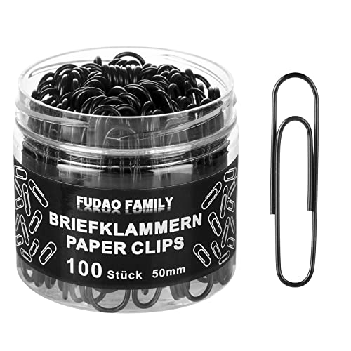FUDAO FAMILY 100 Stück Große schwarze kunststoffummantelte 50mm Büroklammern, Büromaterial zur Dokumentenorganisation FUDAO FAMILY 100 Stück Große schwarze kunststoffummantelte 50mm Büroklammern, Büromaterial zur Dokumentenorganisation von FUDAO FAMILY