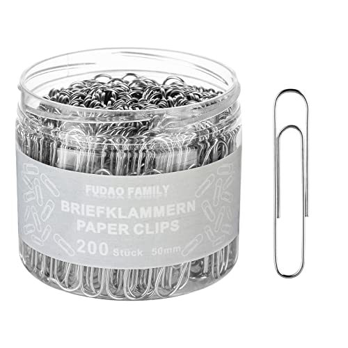 FUDAO FAMILY 200 Stück Große 50mm vernickelte Büroklammern, korrosionsbeständig, ideal zum Sortieren und Befestigen von Dokumenten FUDAO FAMILY 200 Stück Große 50mm vernickelte Büroklammern, korrosionsbeständig, ideal zum Sortieren und Befestigen von Dokumenten von FUDAO FAMILY