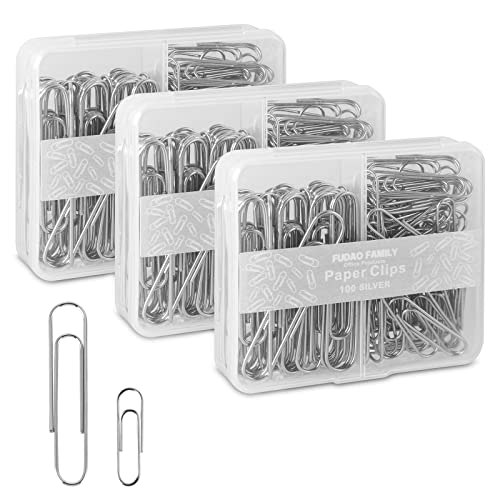 Büroklammern verschiedene Größen, große Büroklammern, kleine Büroklammern, Büroklammern, Büroklammern, 3 Stück Boxen mit je 100 Clips (insgesamt 300 Clips) von FUDAO FAMILY