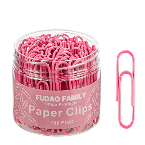 Jumbo-Büroklammern, 5,1 cm, Büroklammern, Bürobedarf, 100 Stück (Jumbo, Pink) von FUDAO FAMILY