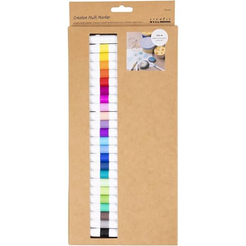 Kreativ Multi Marker – 24 Acrylmarker wasserbasiert | Nicht-permanent, abwaschbar - Für Stein, Glas, Papier, Holz & mehr - 4mm Spitze - Starke Farben - Ideal für Kinder & DIY Kreativ Multi Marker – 24 Acrylmarker wasserbasiert | Nicht-permanent, abwaschbar - Für Stein, Glas, Papier, Holz & mehr - 4mm Spitze - Starke Farben - Ideal für Kinder & DIY von FÜNDIG
