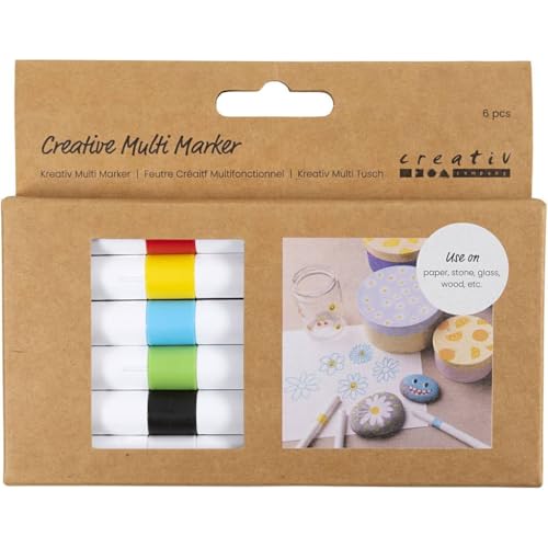 Kreativ Multi Marker – 6 Farben – Acrylmarker Nicht Permanent, Wasserbasiert – Für Stein, Glas, Porzellan, Papier, Holz – Abwaschbar – Feste Filzspitze – Kinderfreundlich Kreativ Multi Marker – 6 Farben – Acrylmarker Nicht Permanent, Wasserbasiert – Für Stein, Glas, Porzellan, Papier, Holz – Abwaschbar – Feste Filzspitze – Kinderfreundlich von FÜNDIG