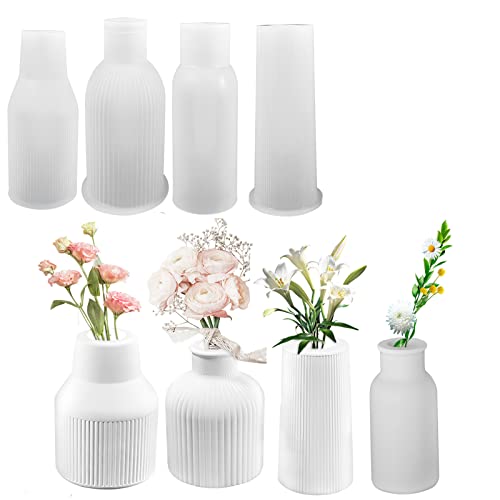 4 Pcs Silikonform Vase, Gießformen Für Beton, DIY Epoxidharz Formen Gießform Vase, Raysin Silikonformen, Für Herstellung Heimdekoration, Dekorativen Ornamenten (A) von FUFRE