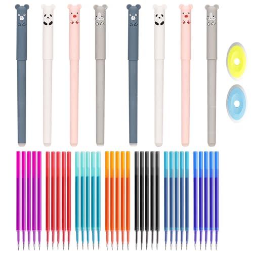4er-Pack Radierbaren Gelstiften mit 2 Radiergummis, Radierbarer Kugelschreiber, Radierbare Gelstifte mit Thermoempfindlicher Radiertinte, Radierbarern Gelstifte 0,5 mm Spitze (+35 Farbe Minen) von FUFRE