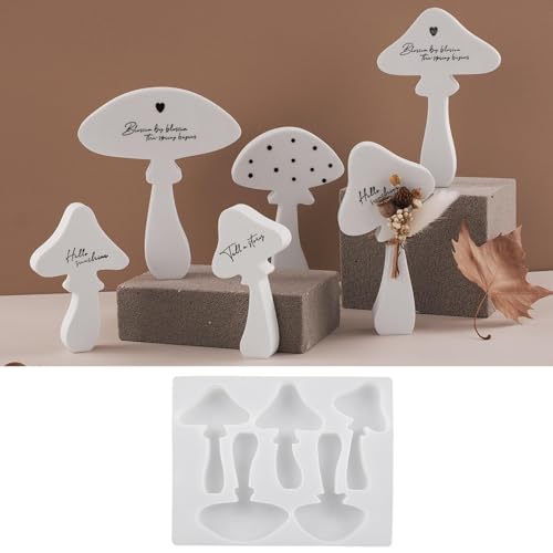 5 Stück Pilz Silikonform Kerzen, Silikonformen Gießformen Pilz Kerzenformen Zum Gießen, Epoxidharz Formen Pilze Gips zum Gießen, DIY Gießformen Silikon Sommer Tischplatte Ornament Gartendeko (A) von FUFRE
