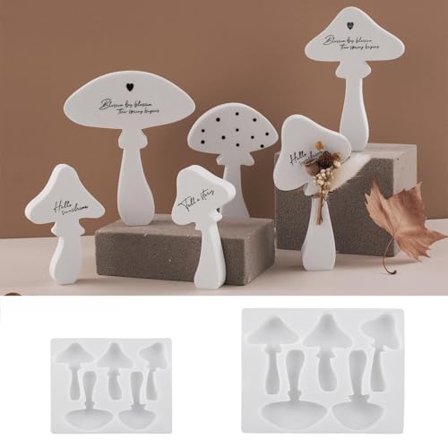 5 Stück Pilz Silikonform Kerzen, Silikonformen Gießformen Pilz Kerzenformen Zum Gießen, Epoxidharz Formen Pilze Gips zum Gießen, DIY Gießformen Silikon Sommer Tischplatte Ornament Gartendeko (2A) von FUFRE
