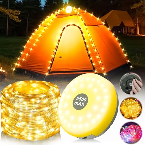 Camping Lichterkette Aufrollbar, Wasserdichte Tragbare LED Lichterkette 10m, Usb Wiederaufladbare Campinglampe, Lichterketten Außenbereich Für Outdoor Camping Außen Innen Deko (Farbe, 10M) von FUFRE