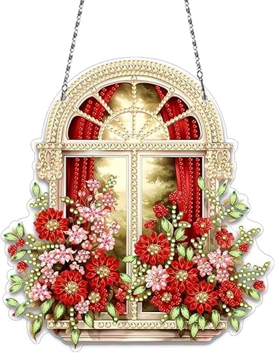 Diamond Art Painting Anhänger, Fenster Blume Diamond Painting Fensterdeko Frühling Hängend Diamond Painting Fensterbilder für Kinder und Erwachsene, Diamant Malerei Basteln für Tür Fenster Deko (A) Diamond Art Painting Anhänger, Fenster Blume Diamond Painting Fensterdeko Frühling Hängend Diamond Painting Fensterbilder für Kinder und Erwachsene, Diamant Malerei Basteln für Tür Fenster Deko (A) von FUFRE