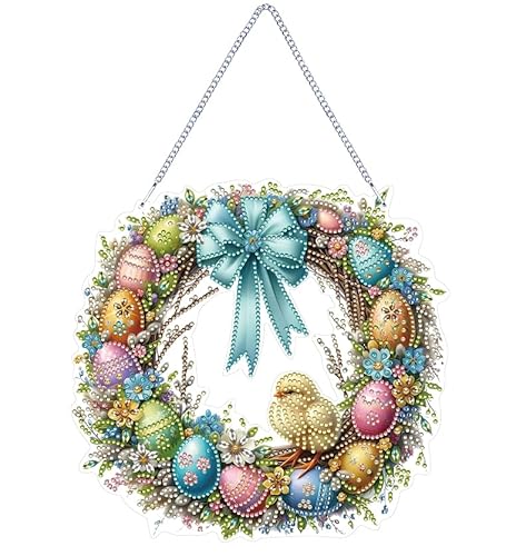 FUFRE Diamond Painting Ostern, DIY Diamond Painting Fensterbilder, Doppelseitig Diamond Painting, 5D Diamond Painting Kinder, Osterdeko Zum Aufhängen,für DIY Ostern Deko Innen Aussen (D) von FUFRE