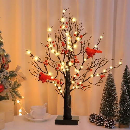 FUFRE Herbstdeko Lichterbaum, Herbst Dekoration Birken Lichterbaum, Weihnachtsdeko LED Baum, Herbst Deko Baum Lichter Batteriebetrieben, Lichterkette Herbst für Weihnachten Deko Tischdeko Innen von FUFRE