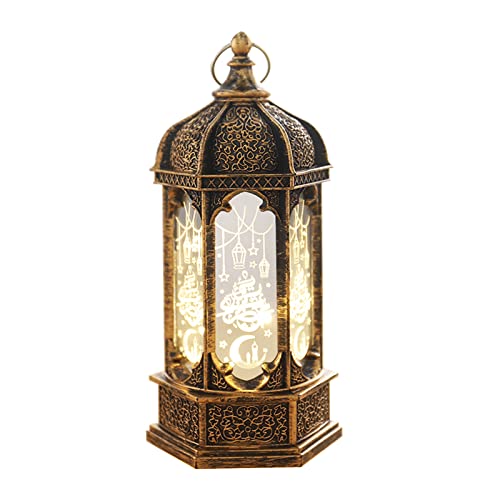 Ramadan Deko Lampe Eid Mubarak Mond Schloss Ramadan Dekoration Licht Klein LED Lampe Ramadan Mubarak Deko für Muslimische Festival Dekorative Gebetszubehör, 13,6 * 6,6cm (Gold) von FUFRE
