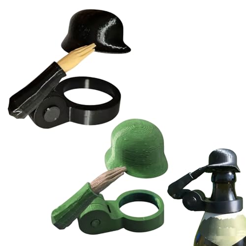FUFRE Soldat Salut Bierflasche Helm, lustiger Salut Bierflaschen Helm, staubdicht bierflaschen helm Bierhelm wiederverwendbar, Flaschenverschluss salute Soldaten Bierhelm, für Φ 27-30 mm (Set*1) von FUFRE