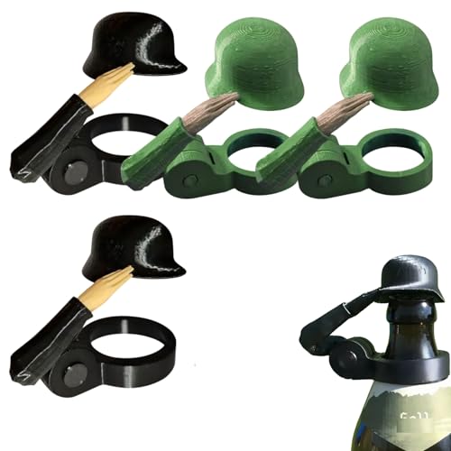 FUFRE Soldat Salut Bierflasche Helm, lustiger Salut Bierflaschen Helm, staubdicht bierflaschen helm Bierhelm wiederverwendbar, Flaschenverschluss salute Soldaten Bierhelm, für Φ 27-30 mm (Set*2) von FUFRE