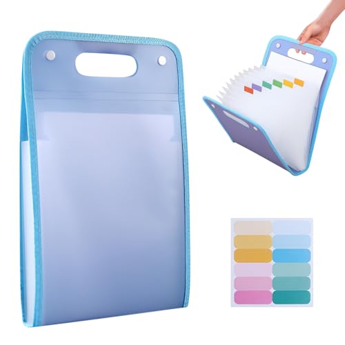 Fächermappe mit 13 Fächer, Dokumentenmappe A4 mit Index-Tabs, Zeugnismappe Dokumententasche Ordnungsmappe Mappe Organizer für Büro Hause Schule Dokumente Schulsachen (Blau) von FUFRE