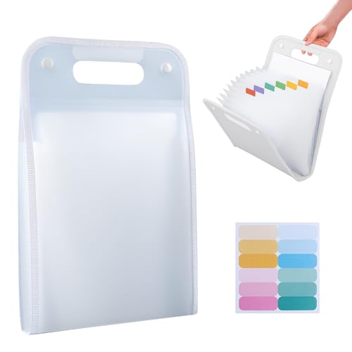 Fächermappe mit 13 Fächer, Dokumentenmappe A4 mit Index-Tabs, Zeugnismappe Dokumententasche Ordnungsmappe Mappe Organizer für Büro Hause Schule Dokumente Schulsachen (Weiß) von FUFRE