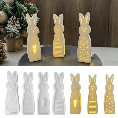 Gießformen Silikon Ostern, Silikonform Hase, DIY Gießform Hase, Silikonformen Ostern, Osterhasen Silikonform gibs zum Gießen, Ostereier Gipsformen zum Gießen, für DIY Osterdeko Lichter (A) von FUFRE