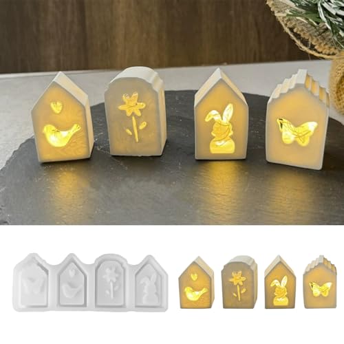 Gießformen Silikon Ostern, Silikonform Hase, DIY Gießform Hase, Silikonformen Ostern, Osterhasen Silikonform gibs zum Gießen, Ostereier Gipsformen zum Gießen, für DIY Osterdeko Lichter (C) von FUFRE