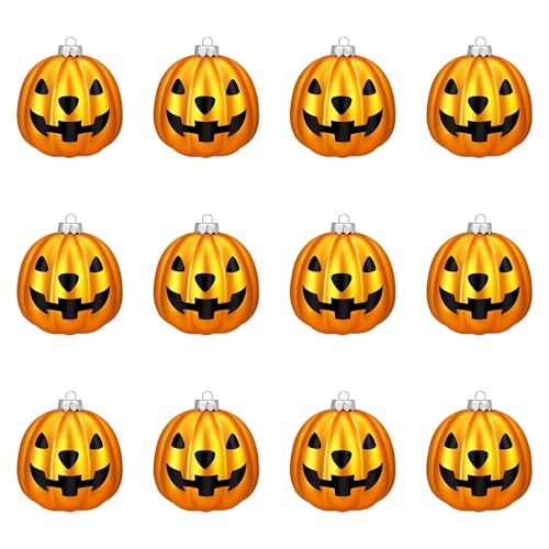 Halloween Deko Kürbis Hängend, 12 Stück Halloween Deko Innen Kürbisse Kugeln Anhänger, Herbstdeko Kürbis zum Aufhängen, Zierkürbisse Ornament für Outdoor Baums Fenster Tischdeko Kamin Dekoration (A) Halloween Deko Kürbis Hängend, 12 Stück Halloween Deko Innen Kürbisse Kugeln Anhänger, Herbstdeko Kürbis zum Aufhängen, Zierkürbisse Ornament für Outdoor Baums Fenster Tischdeko Kamin Dekoration (A) von FUFRE