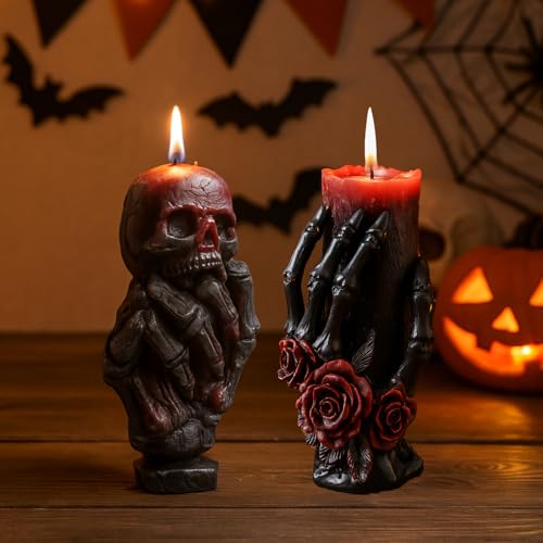 Halloween Silikonformen, 3D Gießformen Für Geist & Totenkopf Deko | Kerzenformen, Epoxidharz & Backformen | Lebensmittelecht (-40~230°C) Mit Grusel-Details (A+B) von FUFRE