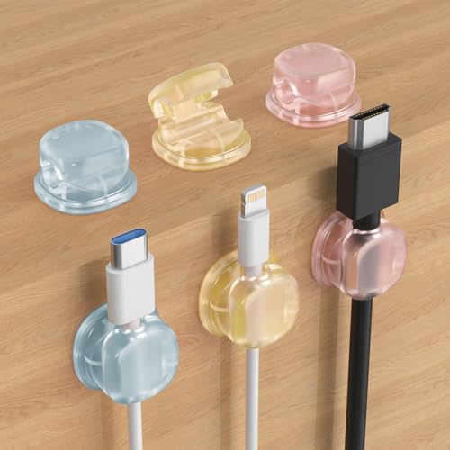 Kabelhalter Selbstklebend, 6 Stück Magnetische Kabelclips Automatische Schließung, Kabel Organizer Halter Schreibtisch/Wand, Kabelmanagement Kabelklemmen für Netzkabel, HDMI, Ladekabel (Mehrfarbig) von FUFRE