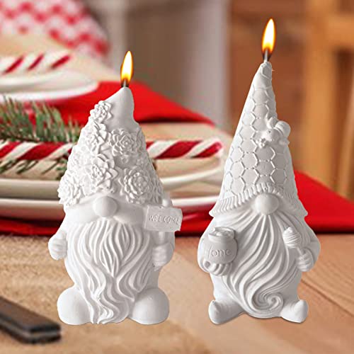 Kerzengießformen 3D Weihnachten Wichtel Silikonform Zwerg Kerze Formen, Weihnachtszwerg Kerzenformen zum Gießen, Silikon Gießform für DIY Handwerk Seife Süßigkeiten Kerze Ornament (2pcs) von FUFRE