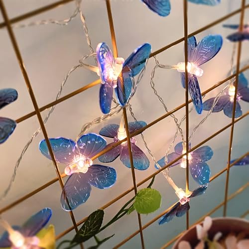 LED Schmetterling Lichterkette, Schmetterling Lichterketten Innen Batteriebetrieben, Deko Aesthetic Schmetterlinge LED Lichterkette Kinderzimmer für Balkon, Party, Hochzeit Deko (Lila, 1,5M 10LED) von FUFRE