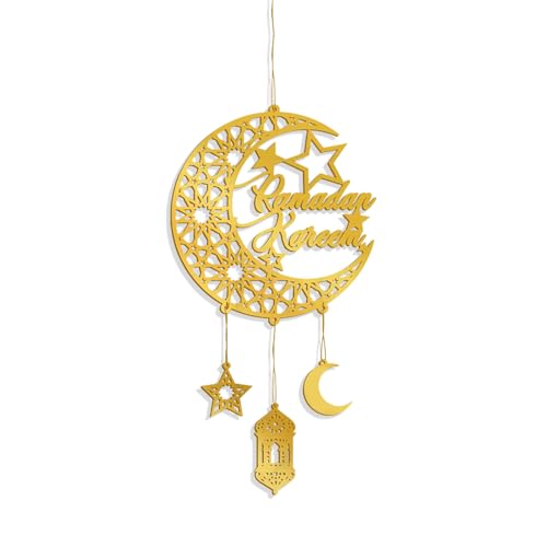 Ramazan Dekor, Ramadan Deko Anhänger, Ramadan Dekoration Doppelseitig, Acryl Eid Mubarak Dekoration, Ramadan Tischdeko mit Gelbhaken&1m Faden, Islamische Deko, für Eid/Islam/Muslim (A) von FUFRE