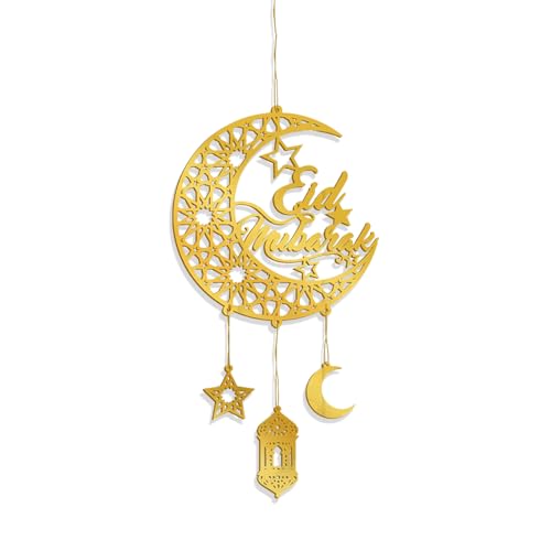 Ramazan Dekor, Ramadan Deko Anhänger, Ramadan Dekoration Doppelseitig, Acryl Eid Mubarak Dekoration, Ramadan Tischdeko mit Gelbhaken&1m Faden, Islamische Deko, für Eid/Islam/Muslim (B) von FUFRE