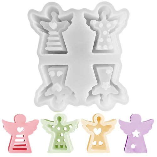 Silikonform Engel, 4 Stück Silikonformen Gießformen Engel, 3D Gießform Engel, Silikonformen Gießformen, Gießformen Silikon, Gießformen, für DIY Kerzen,Seife, Gips, Handwerk (A) von FUFRE