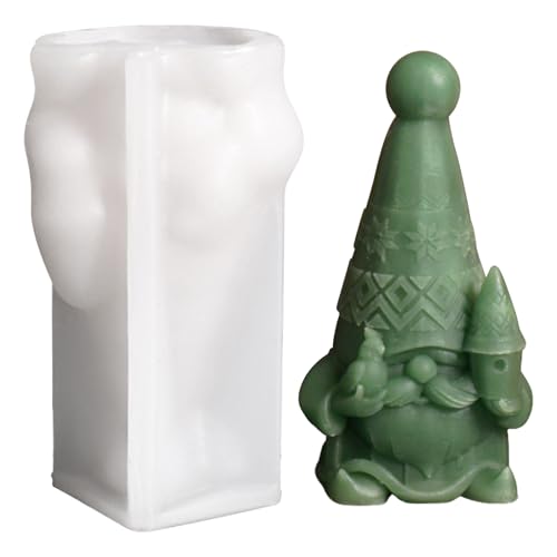 Silikonform Weihnachten, Silikonformen Gießformen Weihnachtsmann Wichtel, Gießformen Silikon Weihnachten, Gießform Weihnachte, Gipsformen Kerzenformen Zum Gießen für DIY Weihnachtsdeko (A) von FUFRE