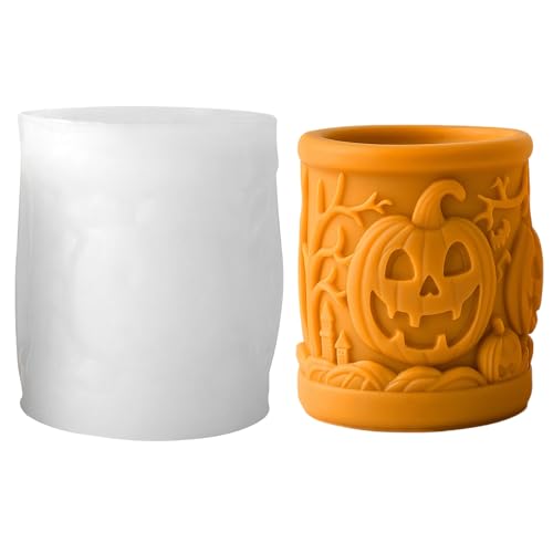 Silikonformen Gießforme Halloween Kürbis Deko, Silikonform Halloween Deko Kürbis, Kerzen Silikonformen Kürbisse, Stumpen Kerzenformen Gipsformen Zum Gießen für Seife Gips DIY Handwerk Dekoration (B) von FUFRE