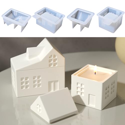 Silikonformen Gießformen Häuser, Silikonform 3D Haus Gips zum Gießen, Kerzen Formen Silikon Haus Gießformen Silikon Gießform Häuser Seifenform für Den Alltag Hochzeiten Weihnachten Ostern (A+B) von FUFRE