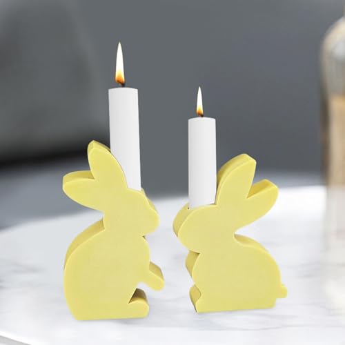 Silikonformen Gießformen Ostern Kerzenhalter, Ostern Kaninchen Silikonform Kerzenhalter, Ostern Hase Silikon Gießform Kerzenhalter, 3D Kaninchen Silikonform Kerzenhalter für DIY Kerzenständer (2PCS) von FUFRE
