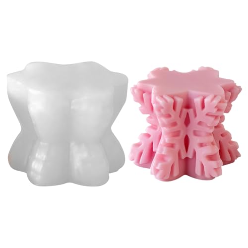 Silikonformen Gießformen Weihnachten, Silikonform Weihnachten 3D Schneeflocke, Weihnachtsdeko Gießformen Silikon, Gipsformen Zum Gießen für Aromatherapie Kerzen Seife Gips DIY Handwerk (A) von FUFRE